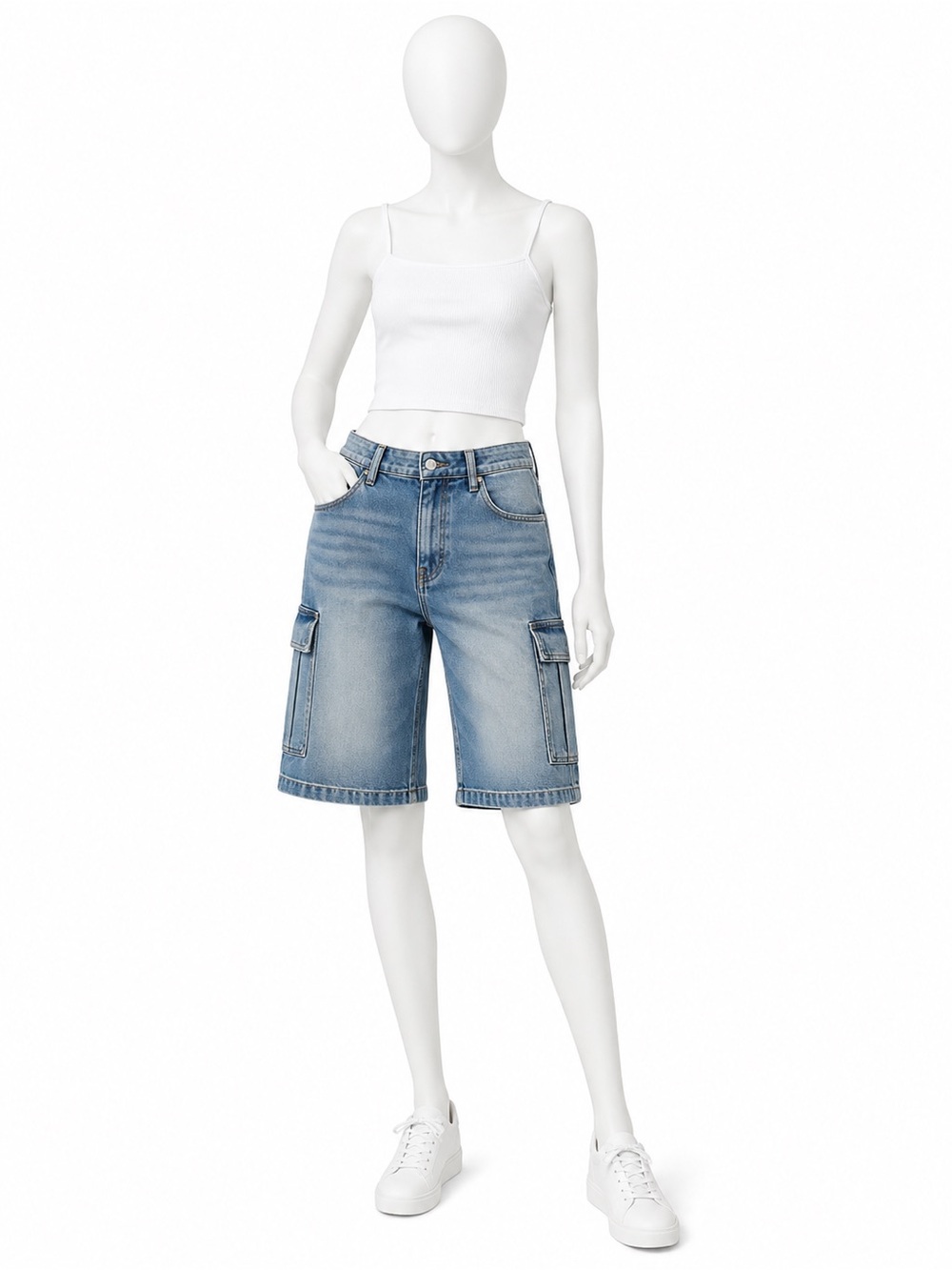 Rise Supply Co Cargo Dad Jorts Size 13 – Light Wash Baggy Denim Cargo Shorts
